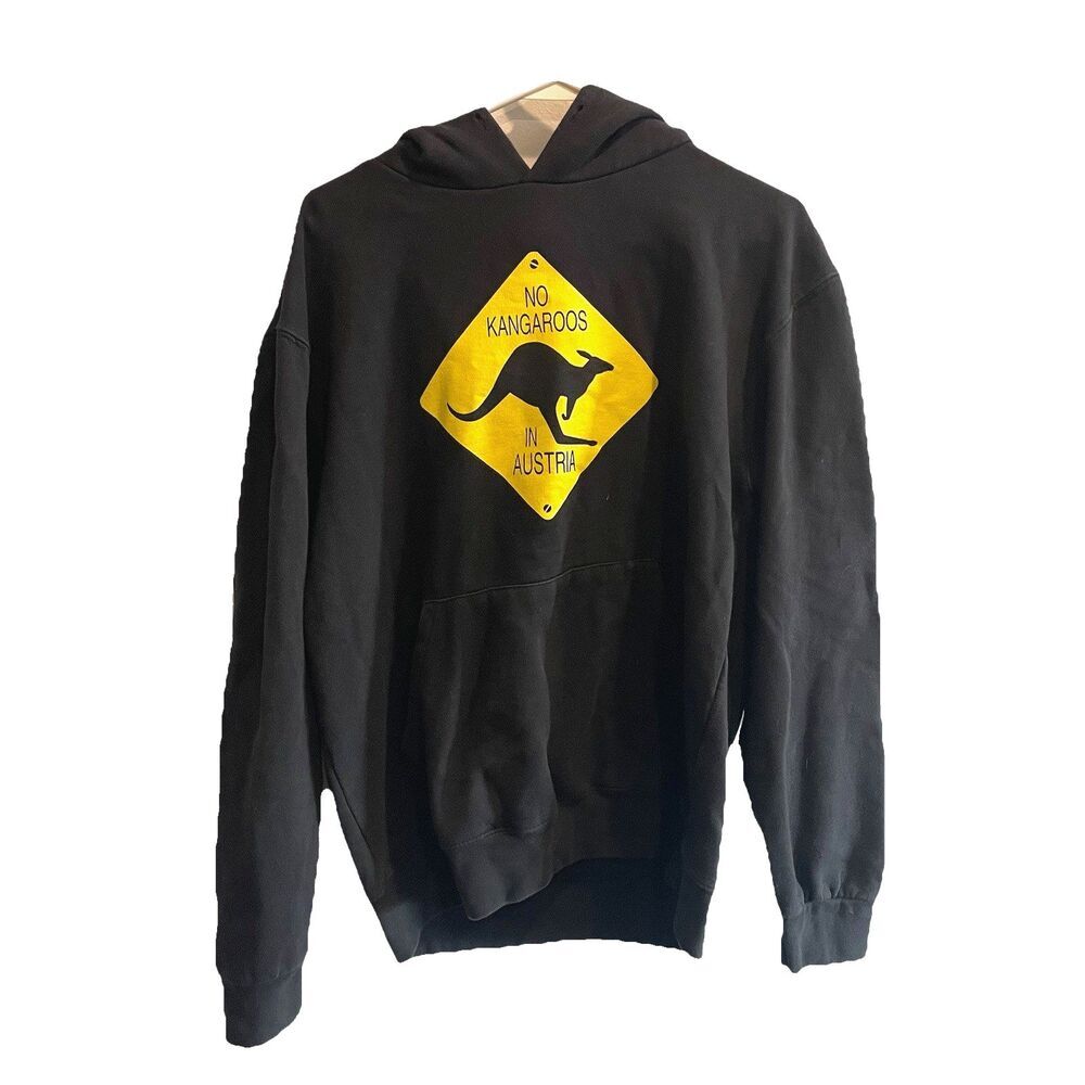 SG Large Black “No Kangaroos In Austria” Hoodie Unisex Casual Streetwear Graphic